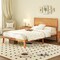 Rustic Golden Brown Acacia Wood MDF Platform Bed Frame with Headboard and Under-Bed Storage